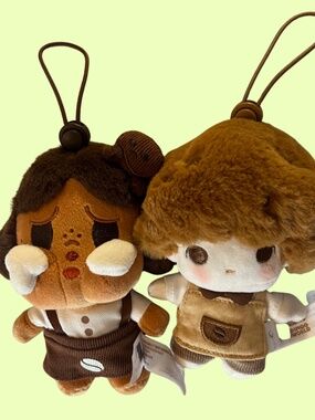 POPMART Bundle Coffee Factory Series Plush Pendants Dimoo & Cry Baby